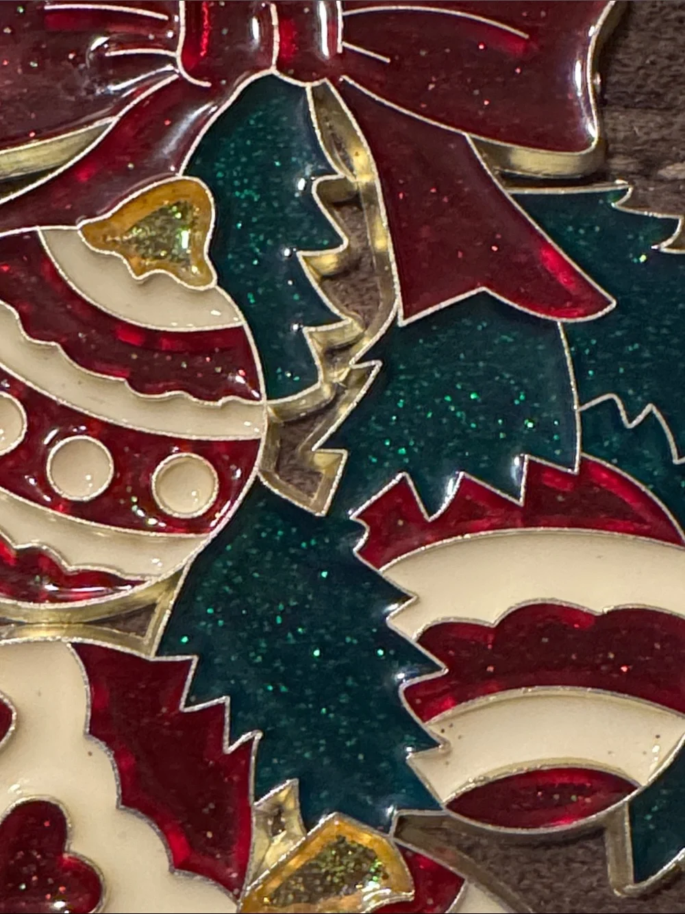 Vintage stained glass look holiday ornaments